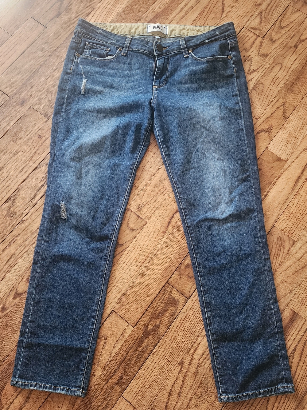 PAIGE Jimmy Jimmy Crop Jeans Women’s 28 Distressed Medium Wash Slim Boyfriend